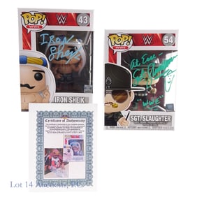 WWE Iron Sheik Sgt. Slaughter Signed Funko Pops