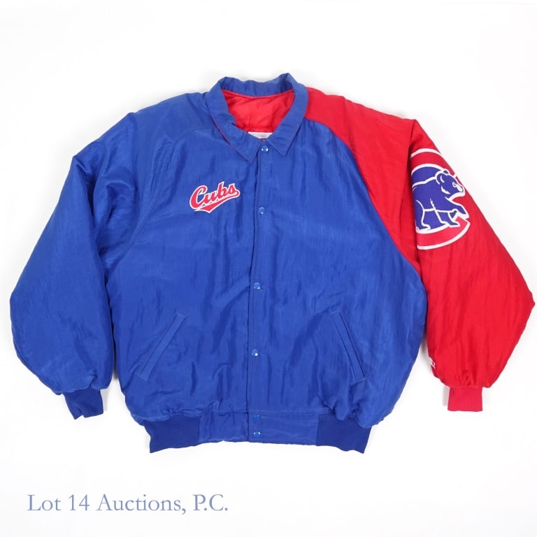 Chicago Cubs Diamond Club Starter Jacket - XXL: Chicago Cubs Diamond Club Starter jacket. Size: XXL. Very light wear - like new. 100% nylon shell and 100% polyester fill. Script "Cubs" over the left breast, with a large "walking cub" logo on the le