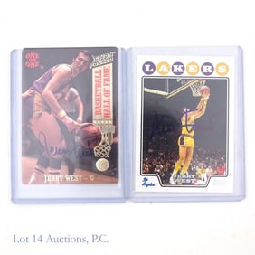 2 Jerry West Signed Basketball Cards