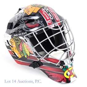 Chicago Blackhawks Full Size Goalie Mask (HoF Signed x4)