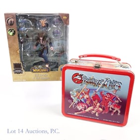 WOW Elf Action Figure & Thundercats Tin Lunch Box