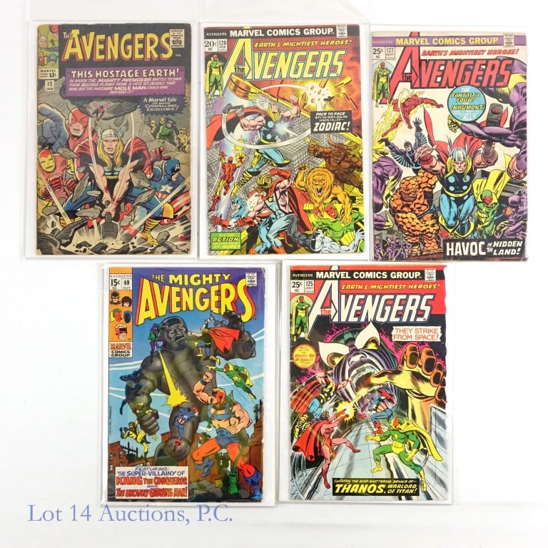 Avengers #12, 69, 120, 125 & 127 MARVEL (5): Avengers #12, 69, 120, 125 & 127 MARVEL (5). Collection of Avengers comic books from Marvel publishing. Key issues: #12 - Fan letter from George R.R. Martin, Game of Thrones, at 16 years old; #69 - Fi