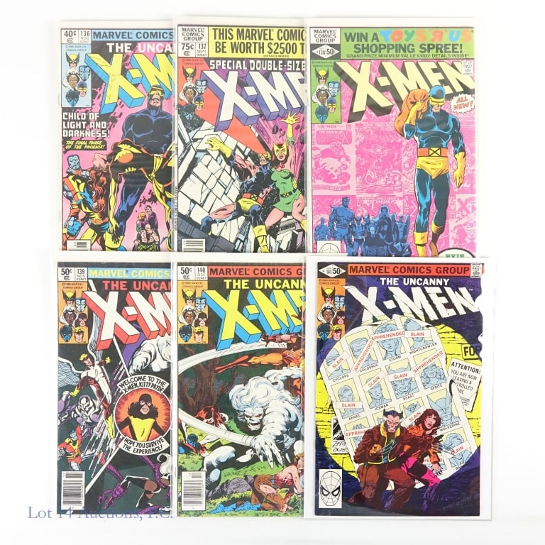 X-Men #136-141, Complete Run, Key, MARVEL (6): X-Men #136-141, Complete Run, Key Issues, MARVEL Comics (6). Six (6) X-Men comic books #136 - 141. All issues are Key Issues: #136 - First appearance of Sara Grey, sister of Jean; #137 - Death of Jean