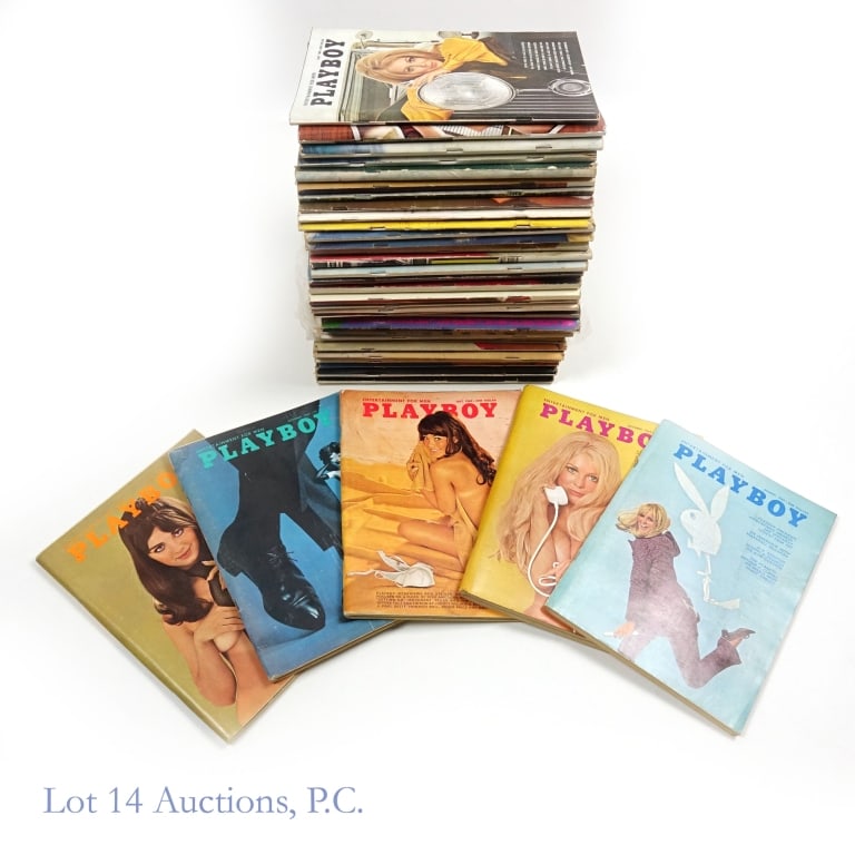 Playboy Magazines 66-69 w/ CF's (38): Playboy Magazines 66-69 w/ CF's (38). ADULT ONLY, MATURE CONTENT, XXX. Collection of Playboy magazines ranging from 1966 to 1969. All items include attached centerfolds. Issues included: 1966 - Januar