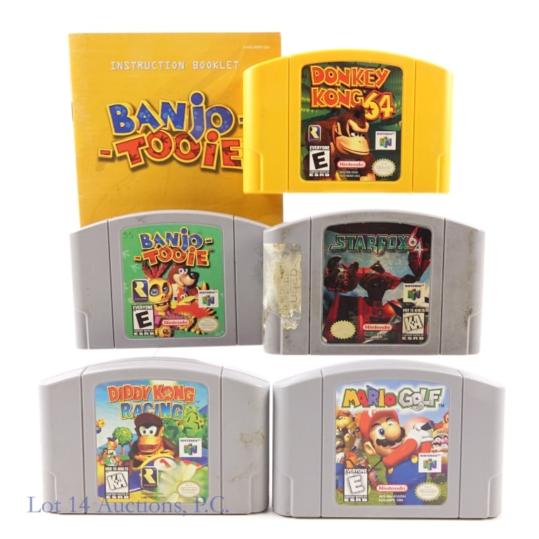 Nintendo N64 Games (5): 5 Nintendo N64 games: "Donkey Kong 64"; "Mario Golf"; "Diddy Kong Racing"; "Star Fox 64" and "Banjo - Tooie" (booklet included).