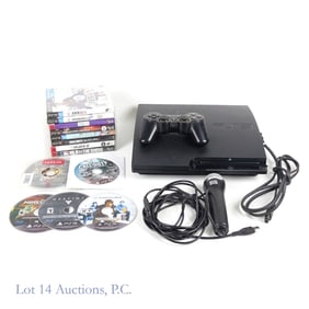 Sony PlayStation 3 Slim Console, Microphone, Games