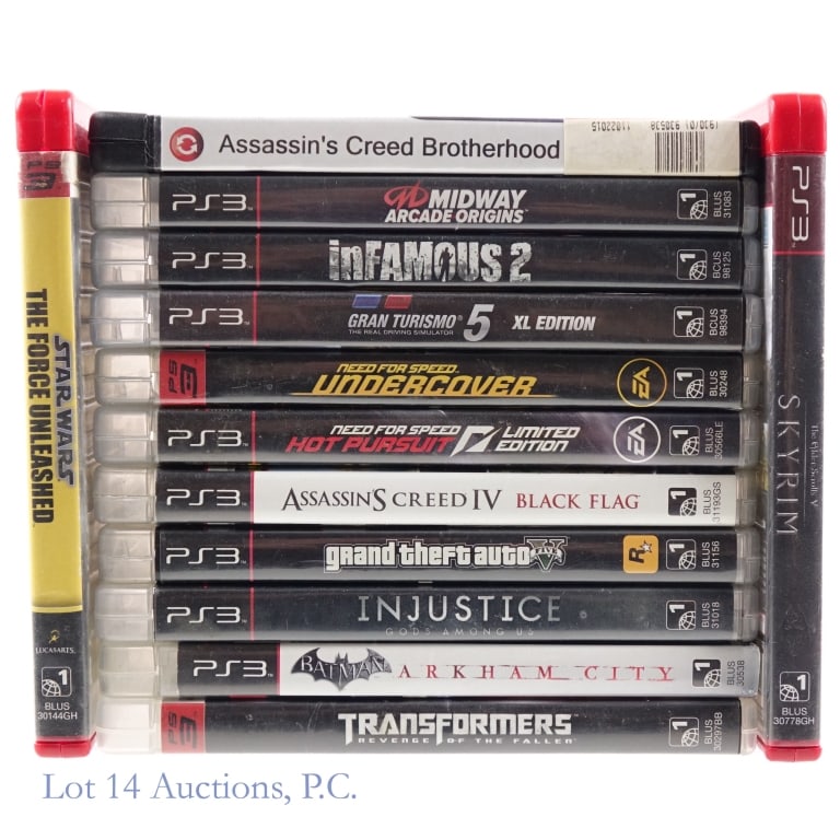 Sony PlayStation 3 PS3 Games (13): 13 PlayStation 3 PS3 games in original cases: " Batman Arkham City" (missing a booklet); "Transformers Revenge of the Fallen" (missing a booklet); "Injustice Gods Among Us" (missing a booklet); "Grand