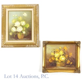 Robert Bruce Cox Framed Floral Oil Paintings (2)