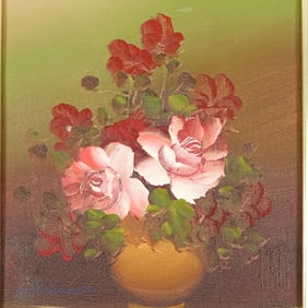 Oil Still Life With Flowers Signed Edwards