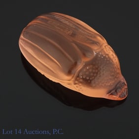 Lalique Crystal Scarab Beetle Paperweight (& Box)