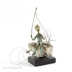 Malcolm Moran 1972 Bronze Statue - Boy Fishing