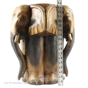 Carved Wooden Elephant Stool