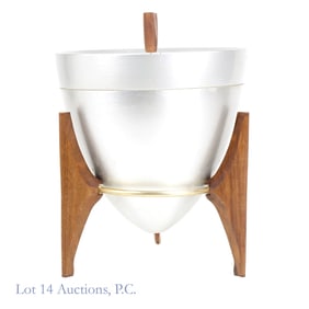 Mirro Medallion Ice Bucket MCM Wood / Aluminum