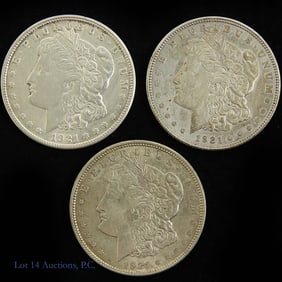 1921 P, D, S Silver Morgan Dollars (3)