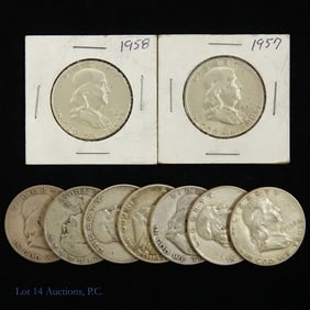 1948 - 1958 USA 90%-Silver Franklin 50c (9)