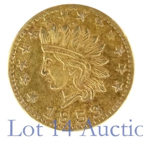 1853 USA Rnd Calif. Indian Head 50c Gold Token