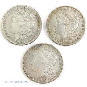 1897s, 1899s & 1902 Silver Morgan Dollars (3)