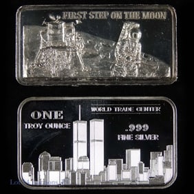 99.9% Silver 1 Ozt. Art Ingots, Space W.T.Ctr. (2)