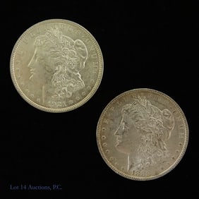 1883-O & 1921 USA 90%-Silver Morgan Dollars (2)