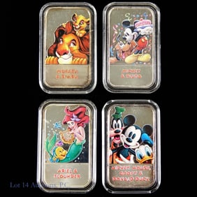 Disney Mickey Mouse 99.9% Silver 1 Ozt. Ingots (4)