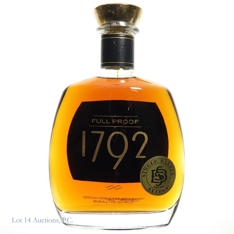 1792 Full Proof Bourbon SB Select (2023) *: 1792 Full Proof Bourbon (2023), 125 Proof, 750 ml, Barrel #9095 Single Barrel Select. Bottle is well-sealed, but it appears that a bottle leaked and damaged the neck strip. There is also damage to the