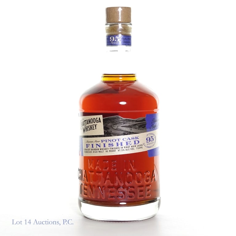 Chattanooga Whiskey Pinot Cask Bourbon: Chattanooga Whiskey Russian River Pinot Cask Finished Bourbon. 95 Proof, 750ml. Batch Number 24H13R.