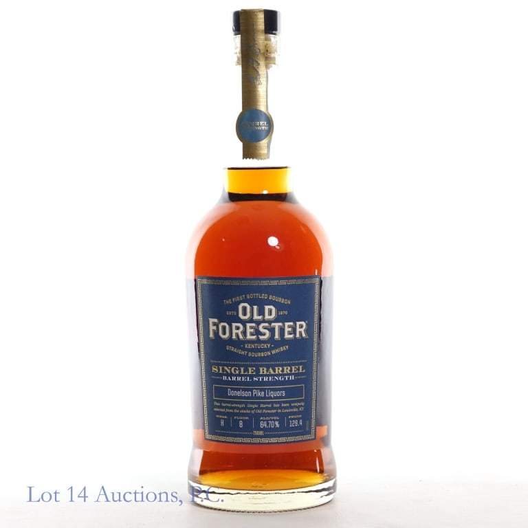 Old Forester Barrel Strength Bourbon Store Pick: Old Forester Single Barrel Barrel Strength Bourbon, 129.4 Proof, 750 ml, Donelson Pike Liquors Private Selection. Etch: F162412424A