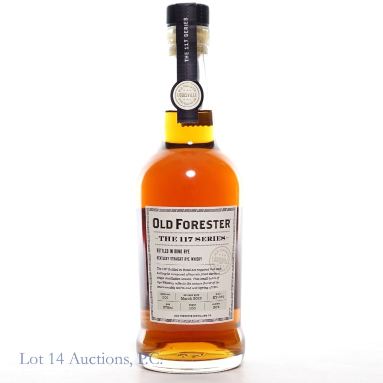 Old Forester 117 Series Bottled In Bond Rye: Old Forester 117 Series Bottled in Bond Kentucky Straight Rye Whiskey. Batch 1, Release date: March 2025. 100 Proof, 375 ml.