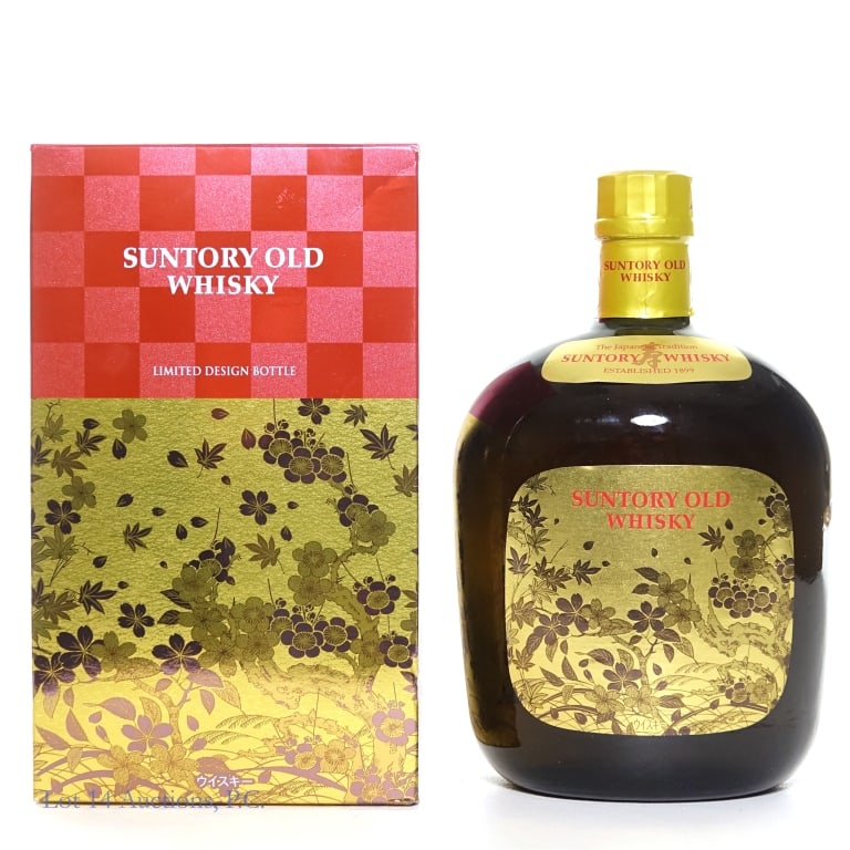 Suntory Old Whisky - L.E. Cherry Blossom Bottle: One bottle of Suntory Old Whisky in a limited design bottle: a gold label with cherry blossoms. Comes in original red and gold box. 700ml, 43% ABV.