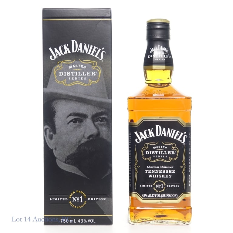 Jack Daniel's Master Distiller Series 1 TN Whiskey: Jack Daniel's Master Distiller Series 1 Tennessee Whiskey, 86 Proof, 750ml, Master Distiller Jasper Newton, "Jack Daniel", 1866-1911. Bottle #BF 4958.