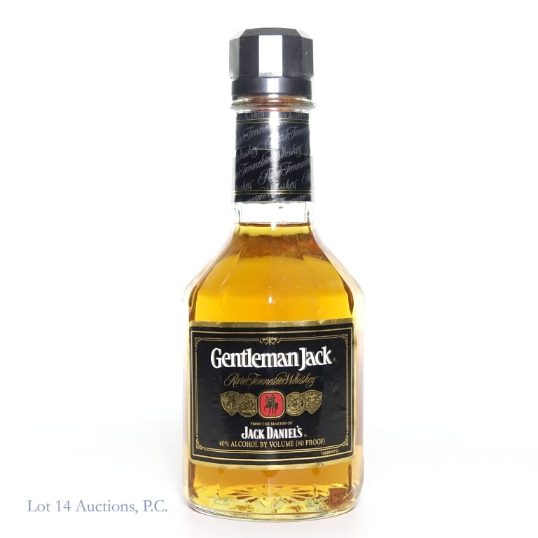 Gentleman Jack Rare Tenn. Whiskey 3rd Gen, 375 ml: Gentleman Jack Rare Tennessee Whiskey, 80 Proof, 375 ml, 3rd Generation bottle. Small fold on the back label.