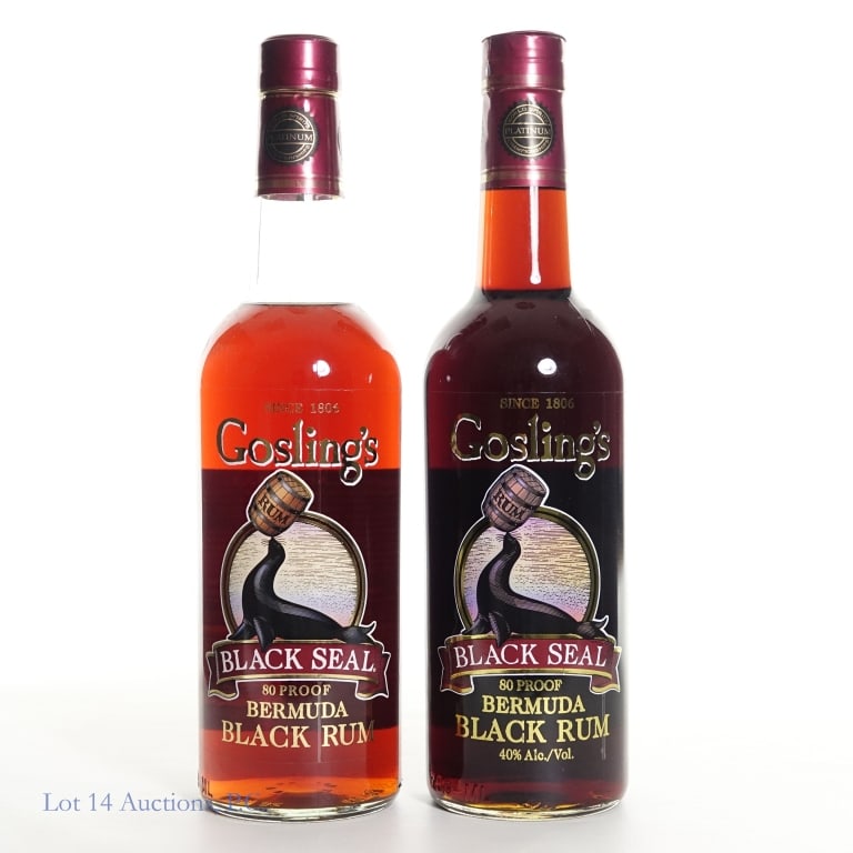 Goslings Black Seal Bermuda Black Rum (2 x 750 ml): 2 bottles Gosling's Black Seal Bermuda Black Rum, 80 Proof, 750ml.