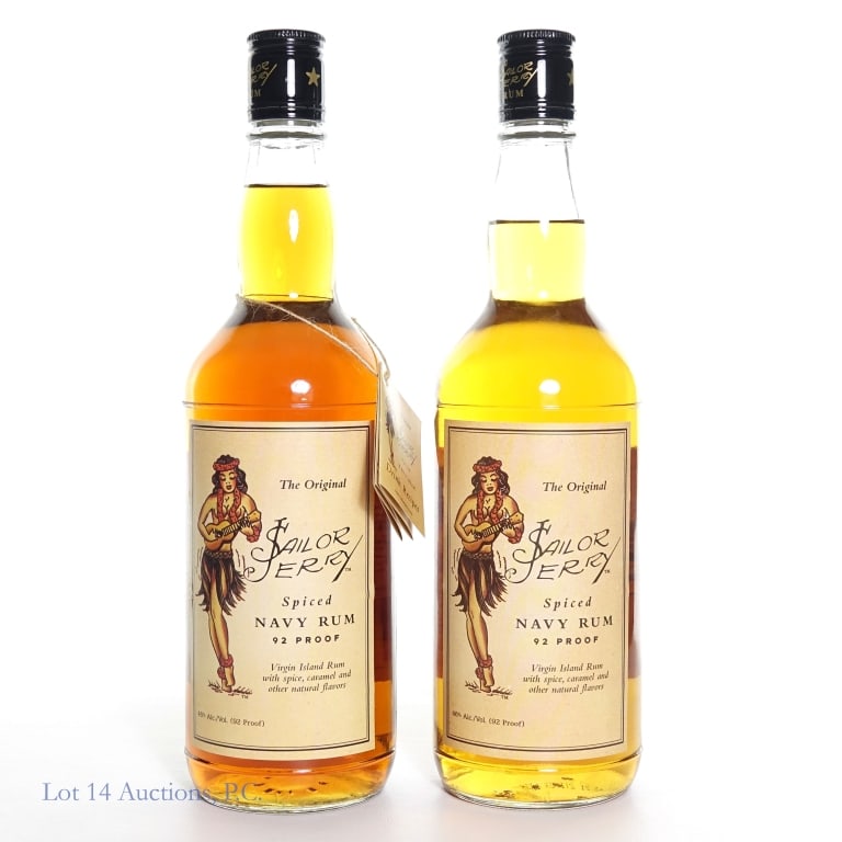 Sailor Jerry Spiced Navy Rum (2 x 750ml): 2 bottles Sailor Jerry Spiced Navy Rum, 92 proof. One of the bottles includes a neck tag.
