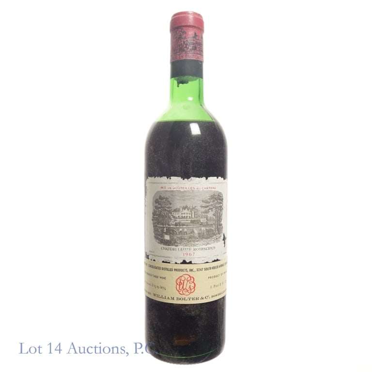 Chateau Lafite Rothschild, Pauillac, 1967: Chateau Lafite Rothschild, Pauillac, 1967. 1 Pint, 8 fluid ounces, 11% - 14% abv. Please see photos for fill level and bottle, capsule, cork and label conditions. Per consigner, these bottles were sto