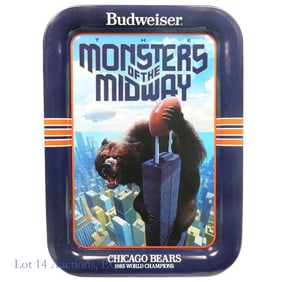1985 Chicago Bears Budweiser Beer Tray
