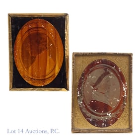 Two Antique Ambrotype Miniature Portraits