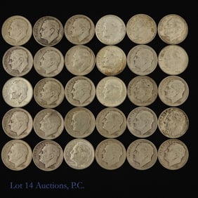 USA 90%-Silver Roosevelt Dimes (30)