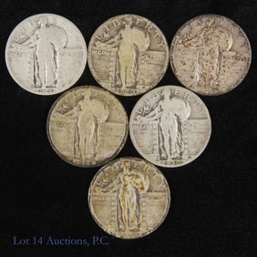 1927 - 1930 USA 90%-Silver Standing Liberty 25c, 6