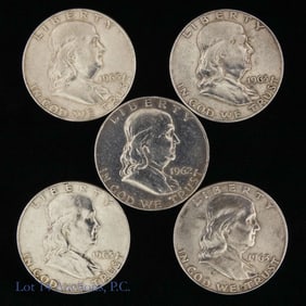 1962-1963 USA Franklin 90%-Silver Half Dollars, 5