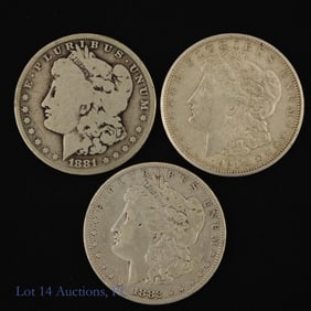 1881s, 1882 & 1921s USA Silver Morgan 1s (3)