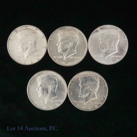 1964 USA Kennedy 90%-Silv Half Dollars MOST BU (5)