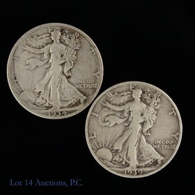 1934d & 1939s USA Silver Walking Liberty 50c (2)