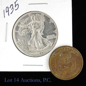 1935 USA Silver W/L 50c & Kentucky Derby Token -2