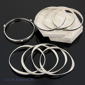Sterling Silver Bangle Bracelets (8)