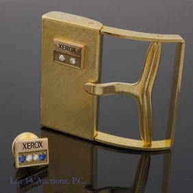 Xerox 10K Y Gold Pin & Emblemed Belt Buckle