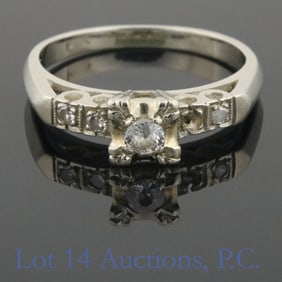 14K W Gold Diamond Sapphire Ring ***