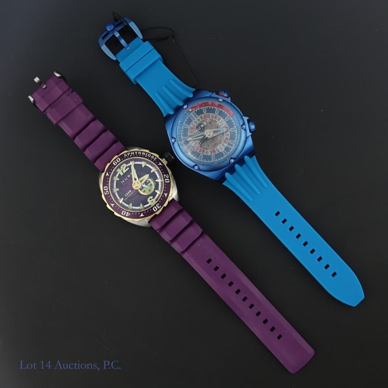 Two New in Box Ltd Ed Nubeo Waterproof Watches: Two New in Box Nubeo limited edition waterproof watches in original packaging. One is a Nubeo Sphyrnidae, model number NB-6092, 023/100. The other is a Nubeo Nereus , model number NB-6037, 025/100.
