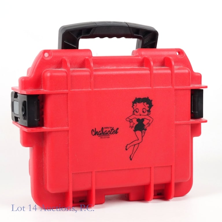 Invicta Cartoon Characters Ltd Ed Watches (2): Two new watches from Invicta's Character Collection The first features Garfield in blue and gold, model no. 25155, 0091/5000. The second features Betty Boop in gold and white, model no. 25681, 0098/30