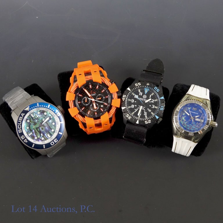 Invicta Collectible Black Panther Watches (4): Four mostly new Invicta brand watches in limited edition Punisher themed styles. The first one is model no. 30314, 0029/3000. The second is model no. 26752, 1191/3000. The third is model no. 35121, 00