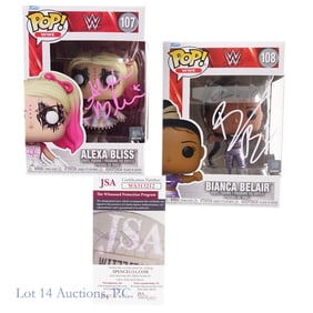 WWE Bianca Belair Alexa Bliss Signed Funko Pops, JSA / BECKETT